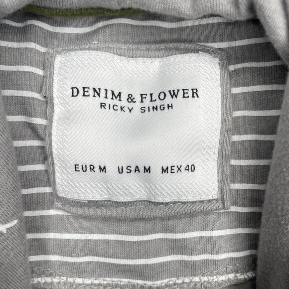 Denim & Flower Ricky Singh Mens Grey White Bird Pullover Long Sleeve Hoodie Med - Picture 7 of 11